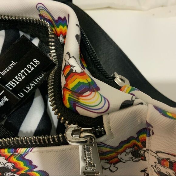 Loungefly Disney Mickey with rainbow dropshadow print faux textured Hip Pack - Picture 13 of 14